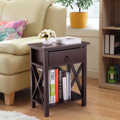 Retro Low Profile Nightstand in Dark Brown