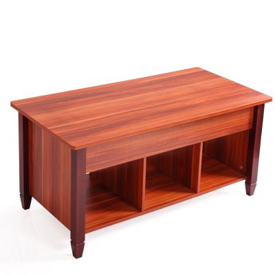 Dark-Wood Square Pop Up Coffee Table W/Storage