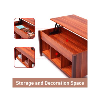 Dark-Wood Square Pop Up Coffee Table W/Storage