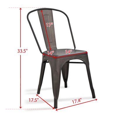 4 pcs Metal Stackable Dining Chairs W/Slatback