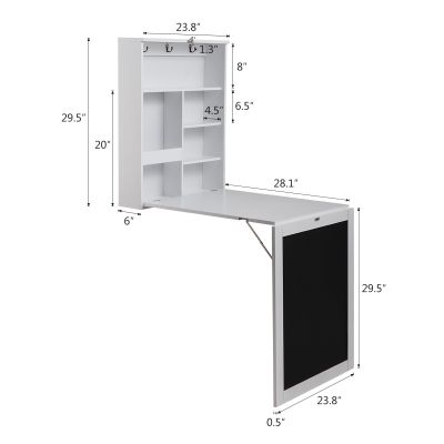 White Wall Fold Out Writing Desk Convertible Cabinet