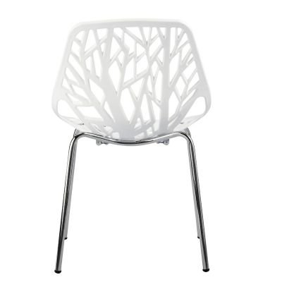 Stackable White Dining Chair with Cut-outs Tree Design 6pcs