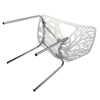 Stackable White Dining Chair with Cut-outs Tree Design 6pcs
