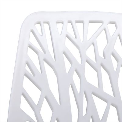 Stackable White Dining Chair with Cut-outs Tree Design 6pcs