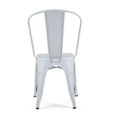 4 pcs Stacking Industrial Metal Chairs in White/Navy