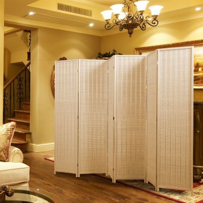 6 - Panel Hand-Knitted Room Divider folding Freestanding Privacy Screen for Home Office 