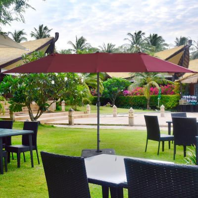 Outdoor Patio Backyard Double-Sided Offset Umbrella, Red