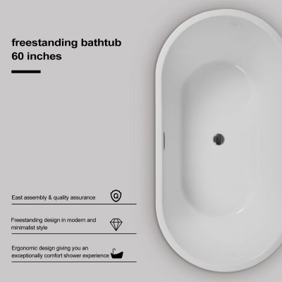 60 x 30 Acrylic Durable Freestanding Whirlpool Tub