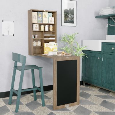 3 in 1 Wall-Mounted Space-Saving Desk, Rustic Brown