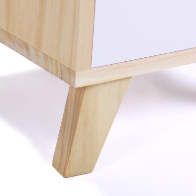 Maple Wood & White Teen Nightstand in Pairs