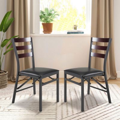 Upholstered Ladder Back Folding Chairs, 2 counts