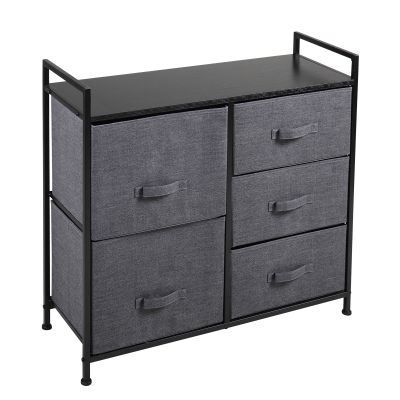 Chest of 5 Grey Drawers Corner Dresser Set