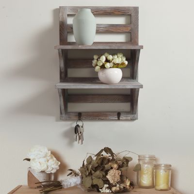 2 Tier Wall Mounted Shelf W/Key Hook, Bracket