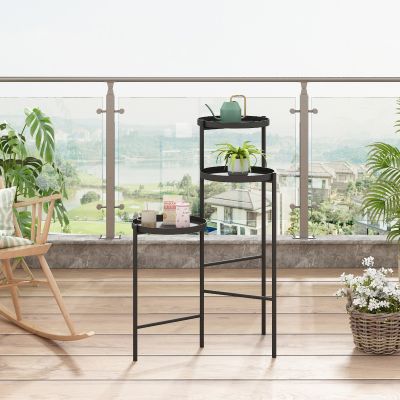 Metal 3 Tier Round Folding Plant & Flower Stand
