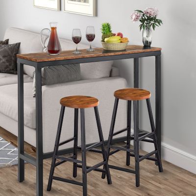 Rustic Wood Rectangular Bar Height Dining Table