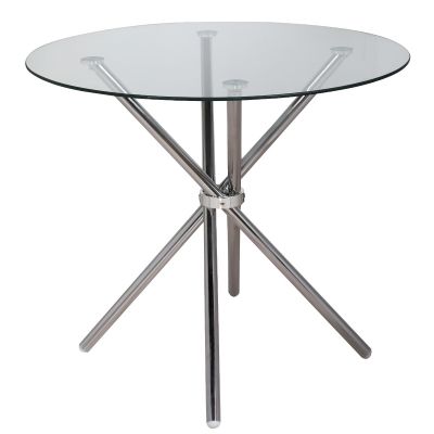 Criss Cross Leg & Glass-Top Round Dining Table