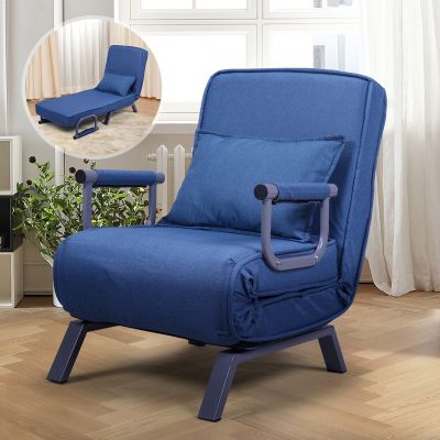 Adjustable 3 in 1 Chair Bed 33 inch Folding Chair Bed Blue Convertible Sleeper Chair Bed