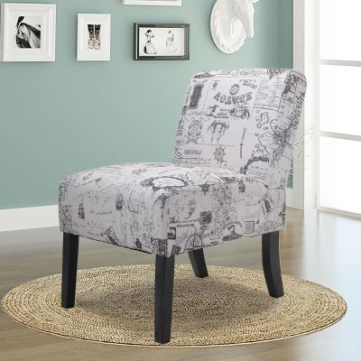 Cushioned Lounge Slipper Chair with Letters