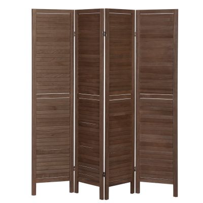 4 Panel Wood Room Divider Louver Partition Screen