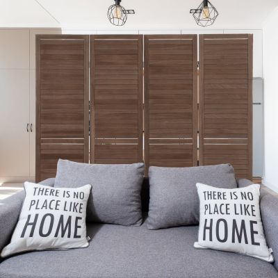 4 Panel Wood Room Divider Louver Partition Screen