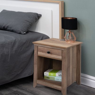 Farmhouse Nightstand Bedside Table with USB Charging Station