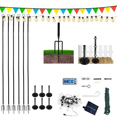 6-Pack String Light Poles for 9ft Outdoor String Light Poles, Heart