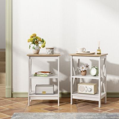 Three-Tier Versatile Nightstand Side/End/Coffee Table Set of 2