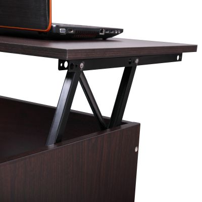 Espresso Extendable Coffee Table w/Lift Top, Open Cabinet