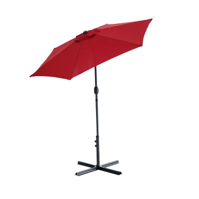 7.7FT Outdoor Patio Table Umbrella with Stand-Wine Red