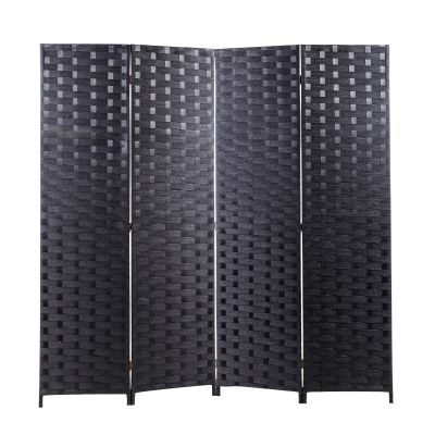4-Panel Folding Paper Rope Screen Room Divider Freestanding Divider