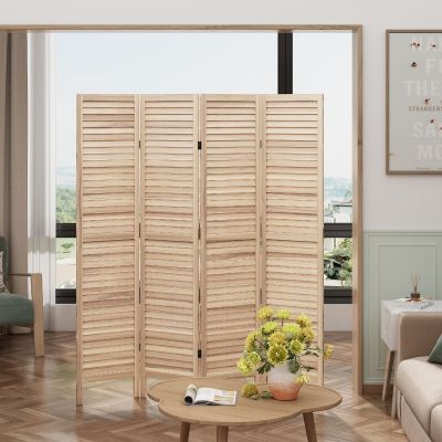 Light Burning 4-Panel Room Divider Louver Partition Screen