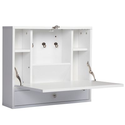 White Wall-Mounted Folding Laptop Table