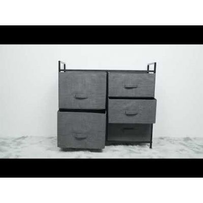 Chest of 5 Grey Drawers Corner Dresser Set