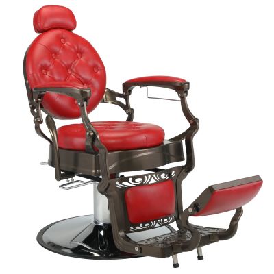 Vintage Barber Chair, Heavy Duty Metal All Purpose Hydraulic Recline Styling Chair, Beauty Salon Spa Styling Equipment, Red