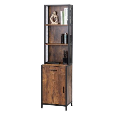 Salon Station with 3-Tier Storage Shelf,Salon Cabinets and Storage for Hair Stylist，Hair Salon Beauty Spa Equipment,Rustic Brown