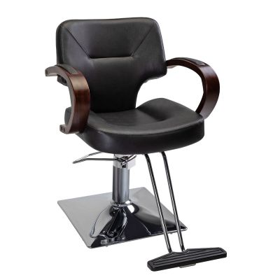 Hydraulic Barber Chair 360-Degree Swivel Shampoo Spa Beauty Salon Equipment w/Wood Armrest