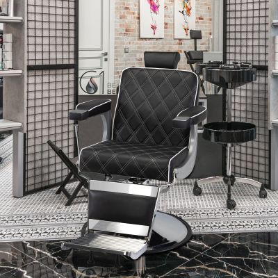 Professional Hydraulic Lift Salon Barber Chair, Hair Beauty Equipment, Modern Styling Salon chair, Black