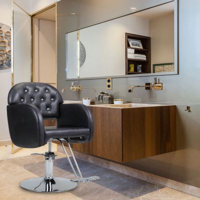 Hydraulic Tufted Salon Styling Chair W/Crystal-deco