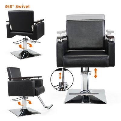 Swivel Hydraulic Beauty Salon Chair W/Wood Arm