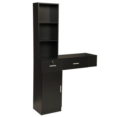 Black Free-Standing Storage Salon Hair Station