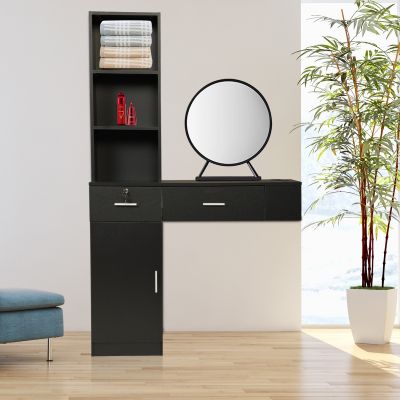 Black Free-Standing Storage Salon Hair Station