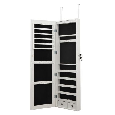 Wall Mirror Jewelry Armoire W/Locks, LED
