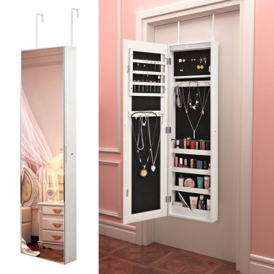 Full Length LED Mirror Jewelry Armoire Cabinet