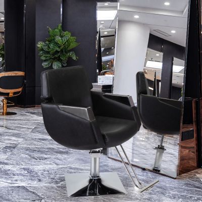 Hydraulic Pump Leather Barber Chair with Comfortable Backrest and Armrests for Hair Styling Salon