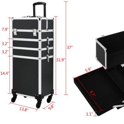 4-in-1 Travel Rolling Makeup Train Cases Trolley