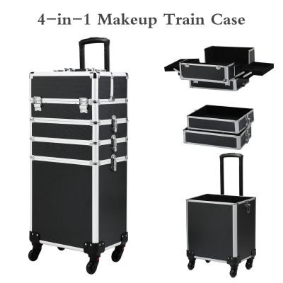 4-in-1 Travel Rolling Makeup Train Cases Trolley