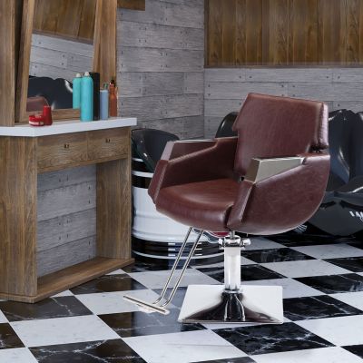 Heavy Duty Leather Barber Chair with Ergonomic Seat for Hair Styling Salon