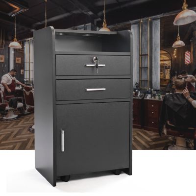 Black Hair Styling Salon Cabinet Station w/ Caster