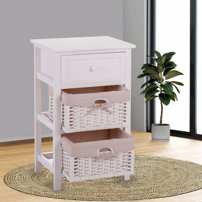 Two-tone Crate Wicker & Contemporary Nightstand