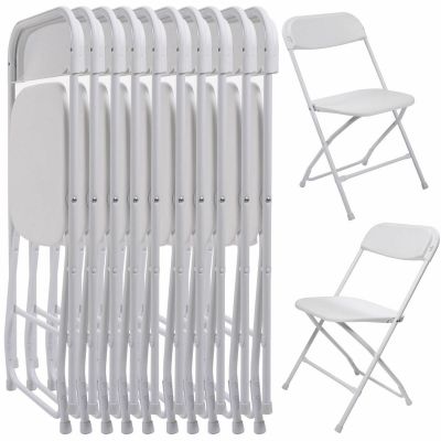 18” White Metal Dining Folding Chairs, 8pcs